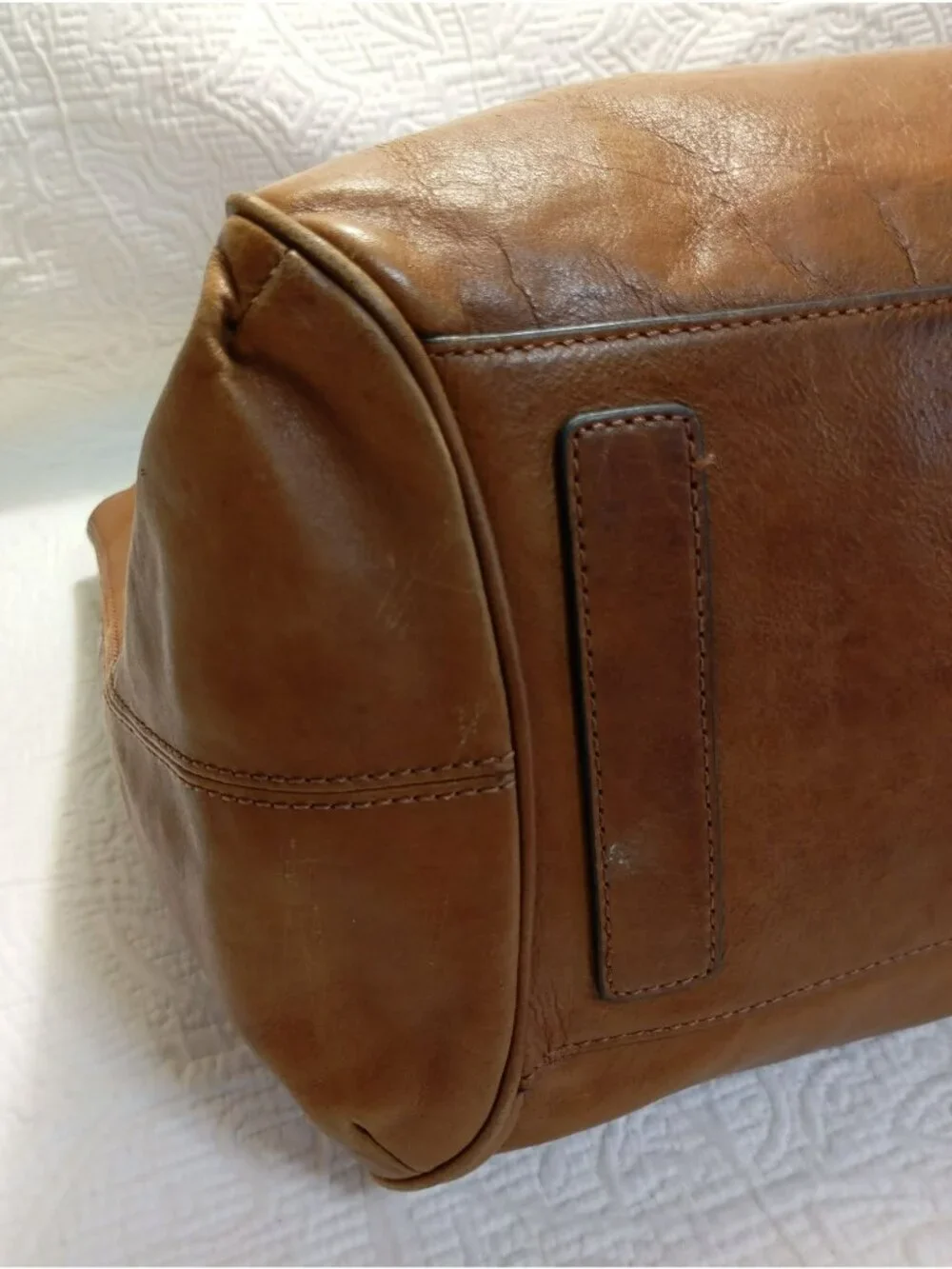 Banana Republic Brown Leather Chain Strap Tote Handbag Silver  Stylish Functiona